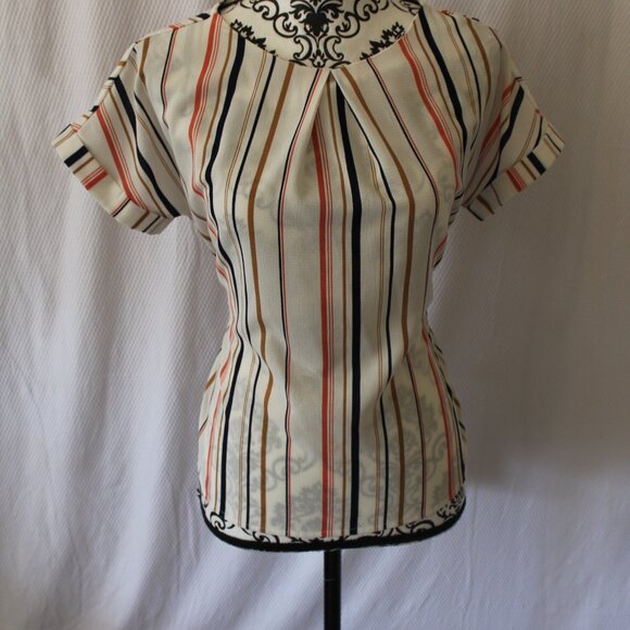 Monteau Blouse Striped Tie Back Classic Size Small Pre-Loved Good Condition - Picture 4 of 14